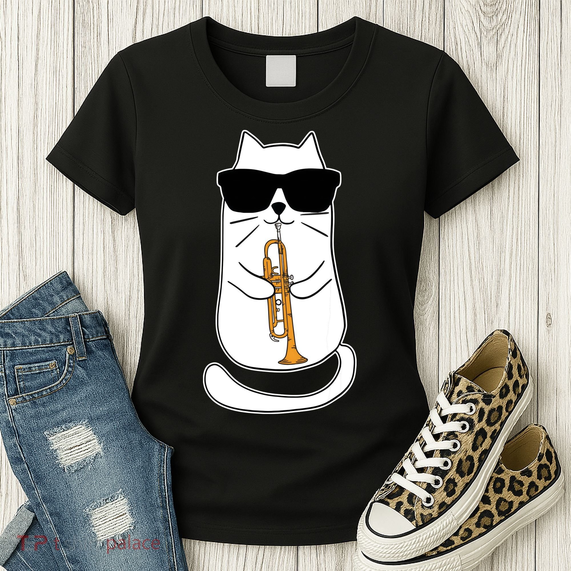 Trumpet Cat Funny Trumpet Player Women's T-Shirt