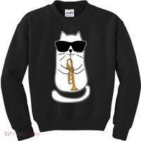 Trumpet Cat Funny Trumpet Player Kids Sweatshirt thumb 0