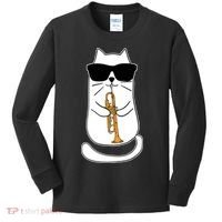 Trumpet Cat Funny Trumpet Player Kids Long Sleeve Shirt thumb 0