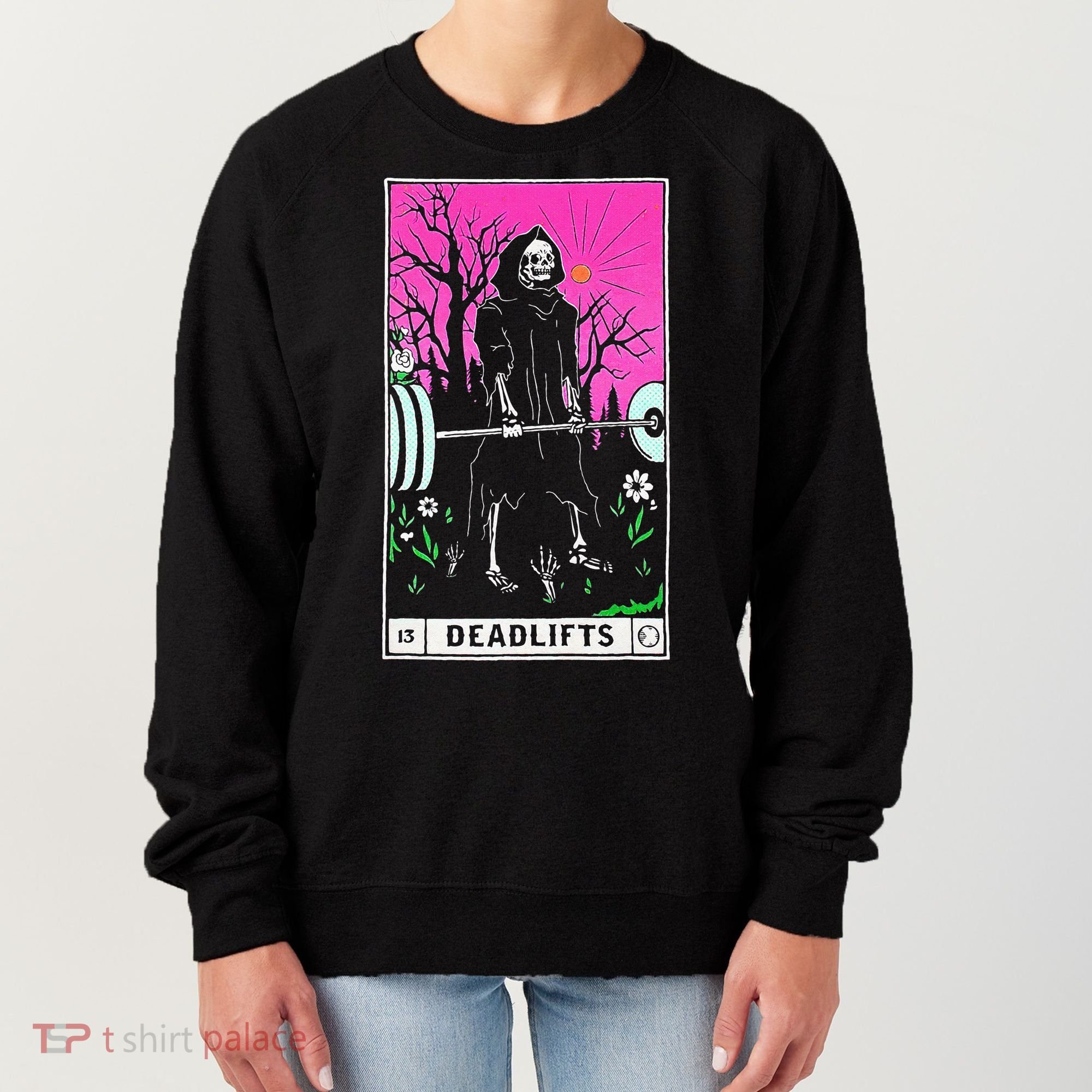 Tarot Card Funny Gym Deadlifts Workout Occult Reading Reader Women's Sweatshirt