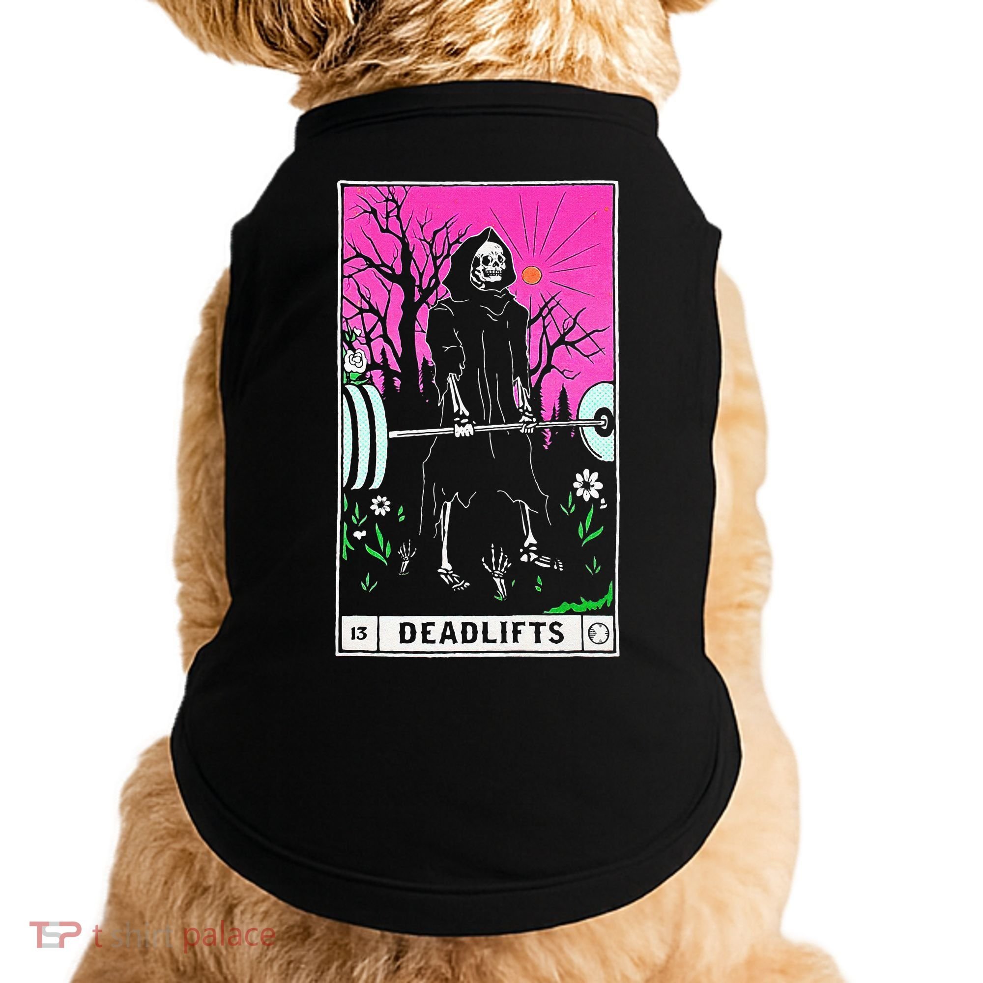 Tarot Card Funny Gym Deadlifts Workout Occult Reading Reader Doggie Tank