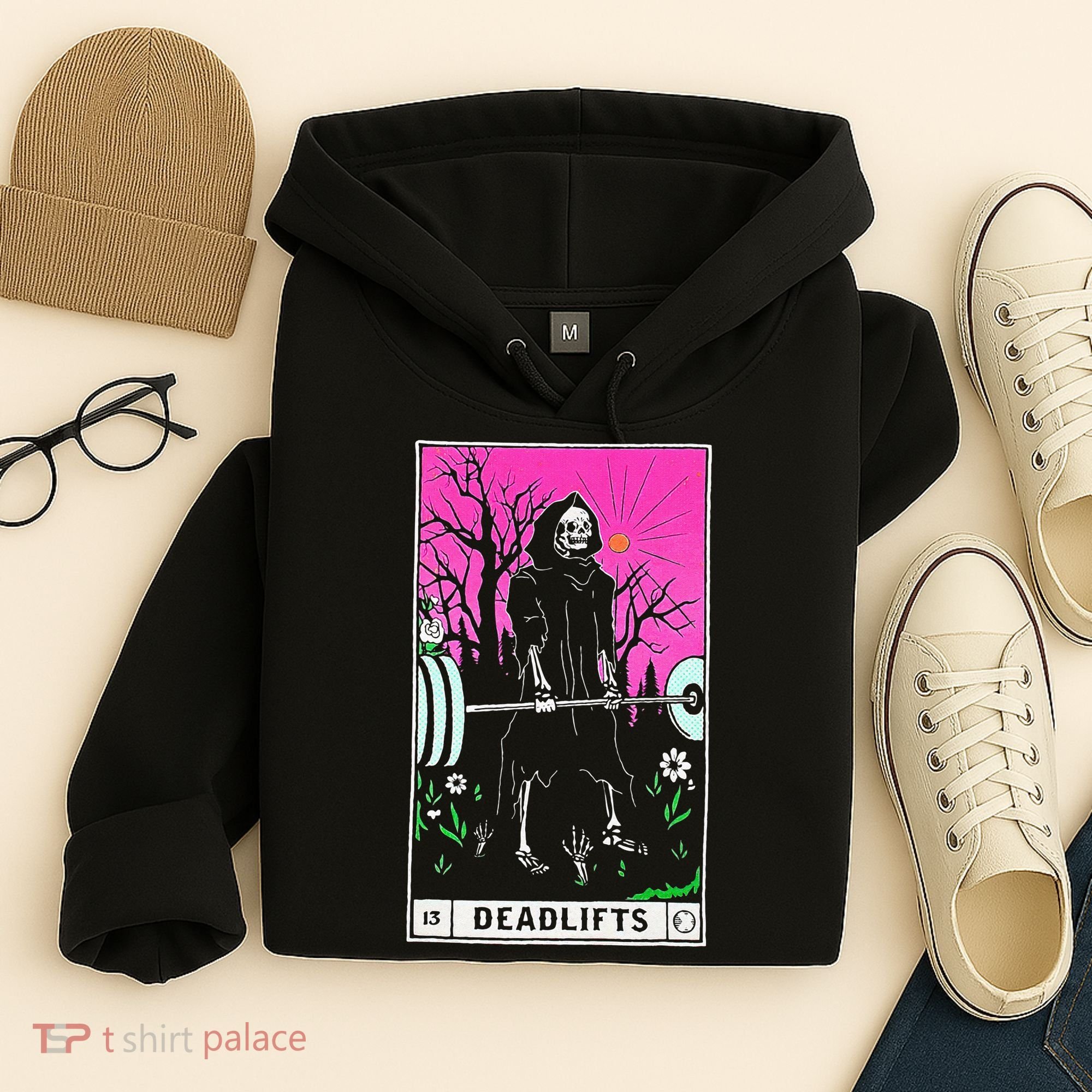 Tarot Card Funny Gym Deadlifts Workout Occult Reading Reader Hoodie
