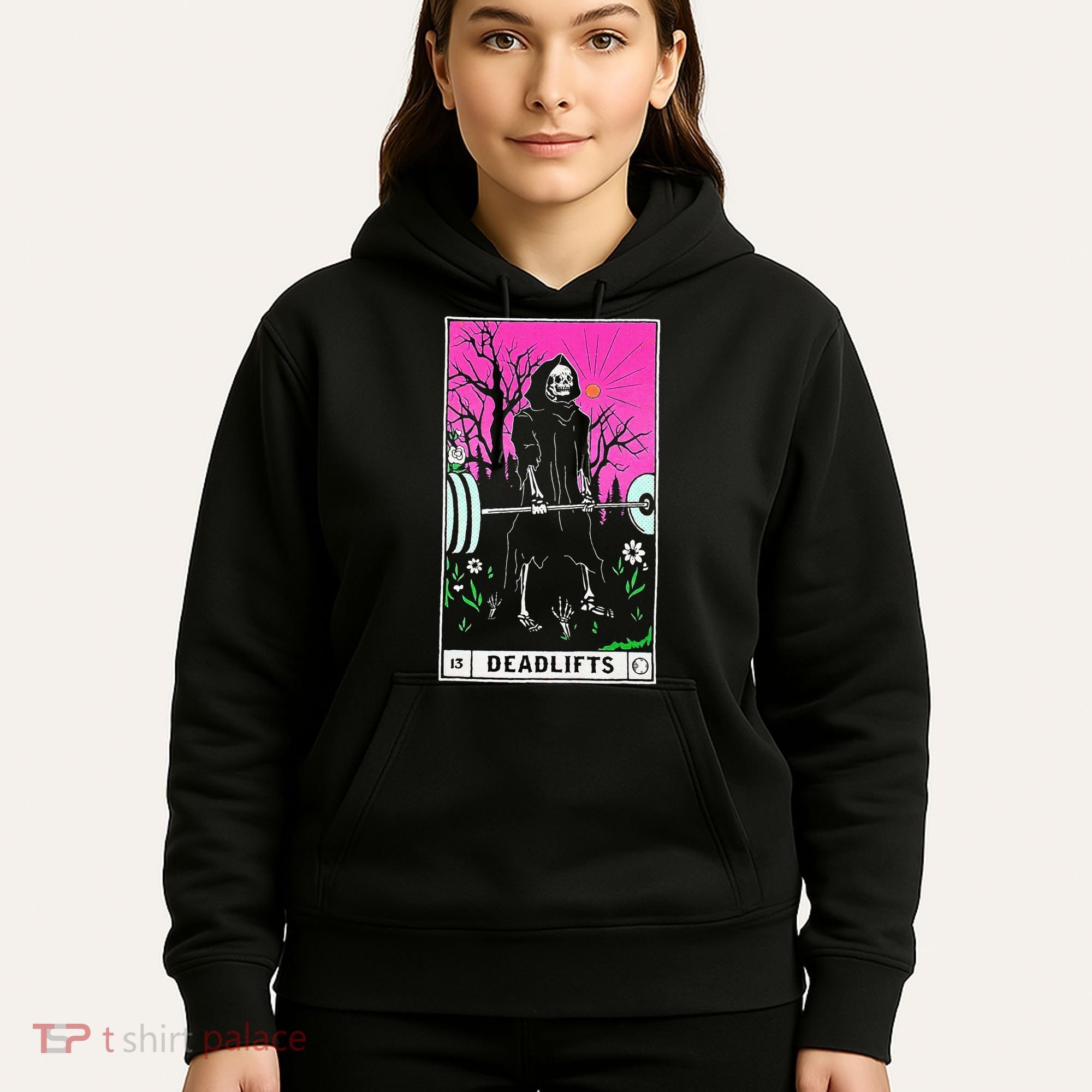 Tarot Card Funny Gym Deadlifts Workout Occult Reading Reader Hoodie