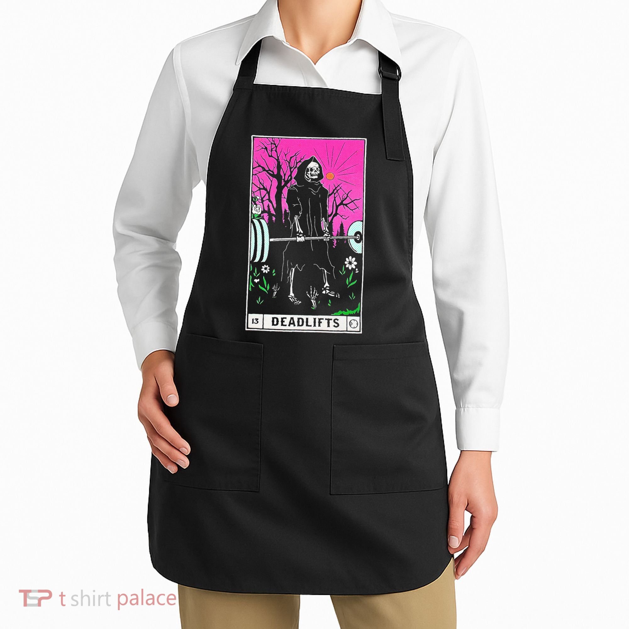 Tarot Card Funny Gym Deadlifts Workout Occult Reading Reader Apron