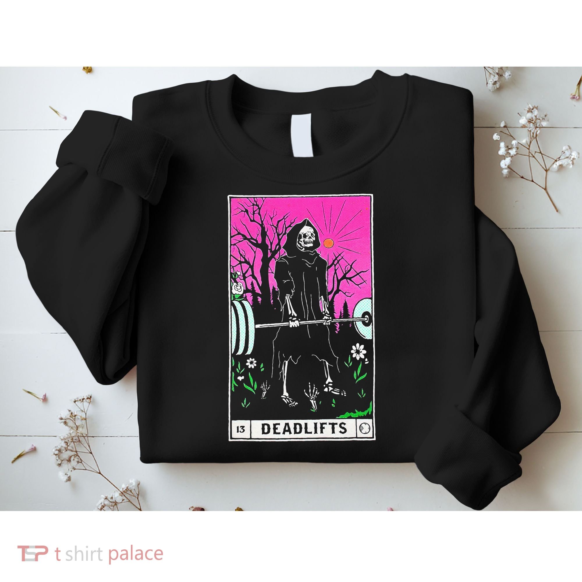 Tarot Card Funny Gym Deadlifts Workout Occult Reading Reader Sweatshirt