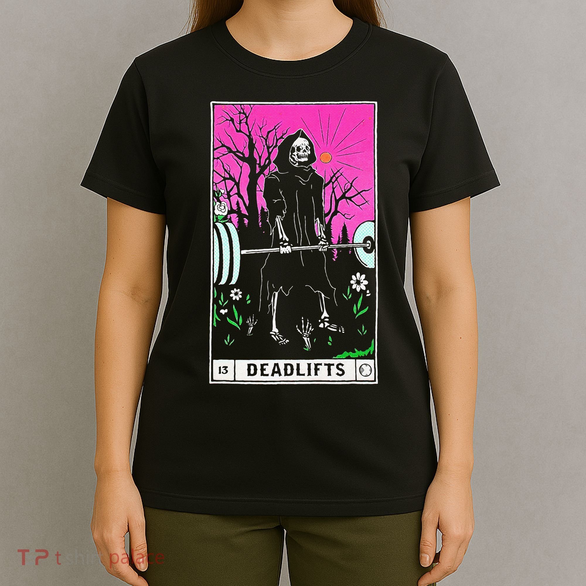 Tarot Card Funny Gym Deadlifts Workout Occult Reading Reader T-Shirt