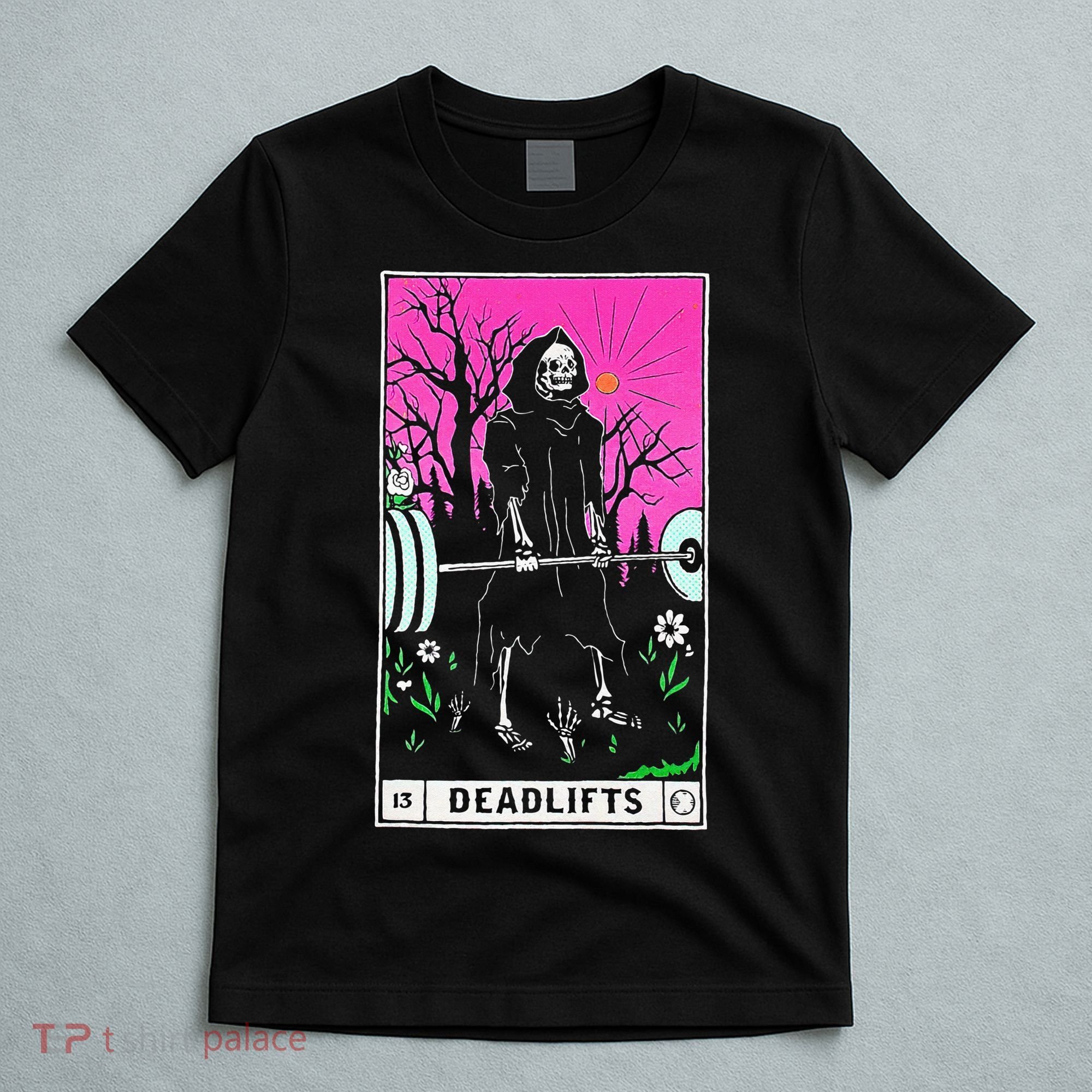 Tarot Card Funny Gym Deadlifts Workout Occult Reading Reader T-Shirt