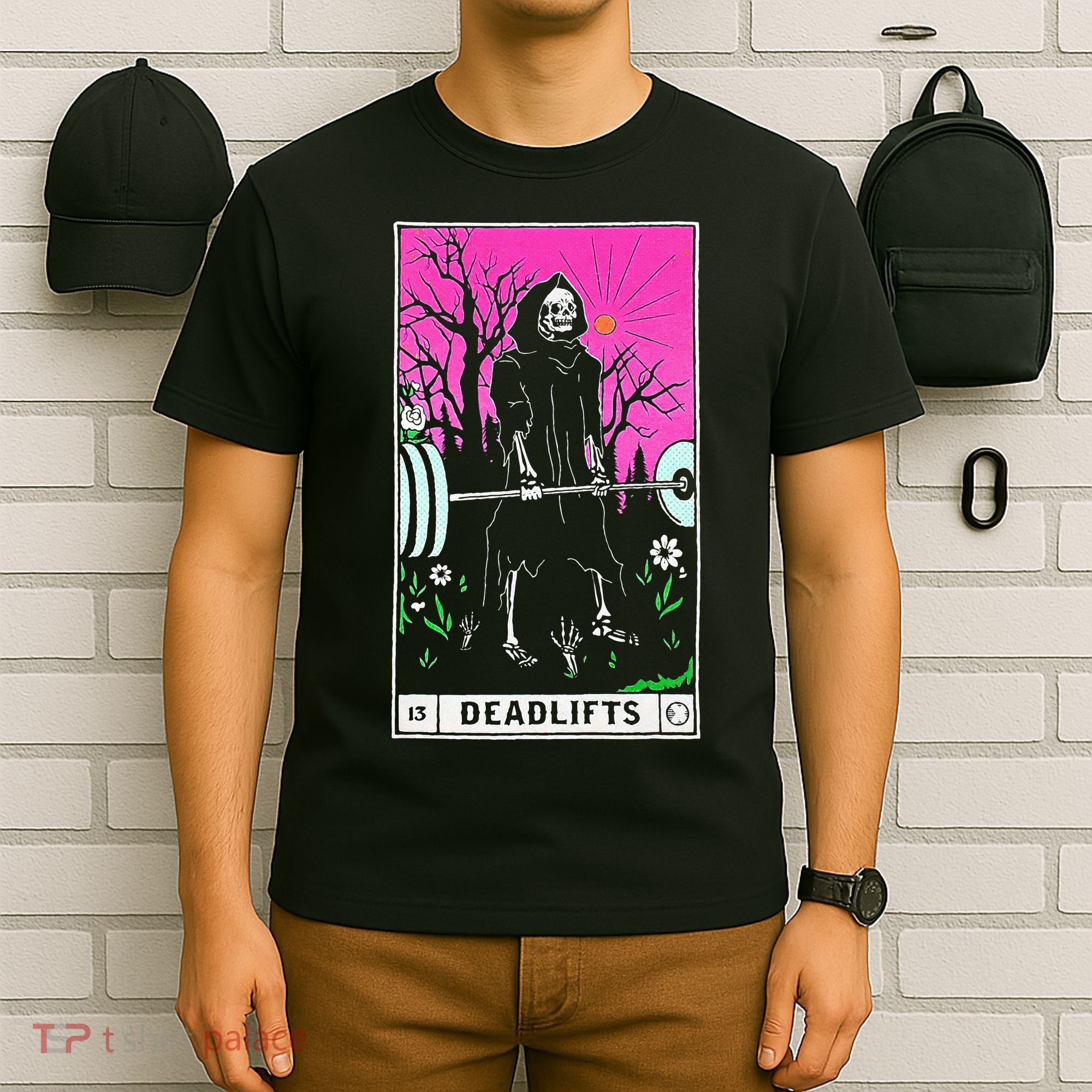 Tarot Card Funny Gym Deadlifts Workout Occult Reading Reader T-Shirt