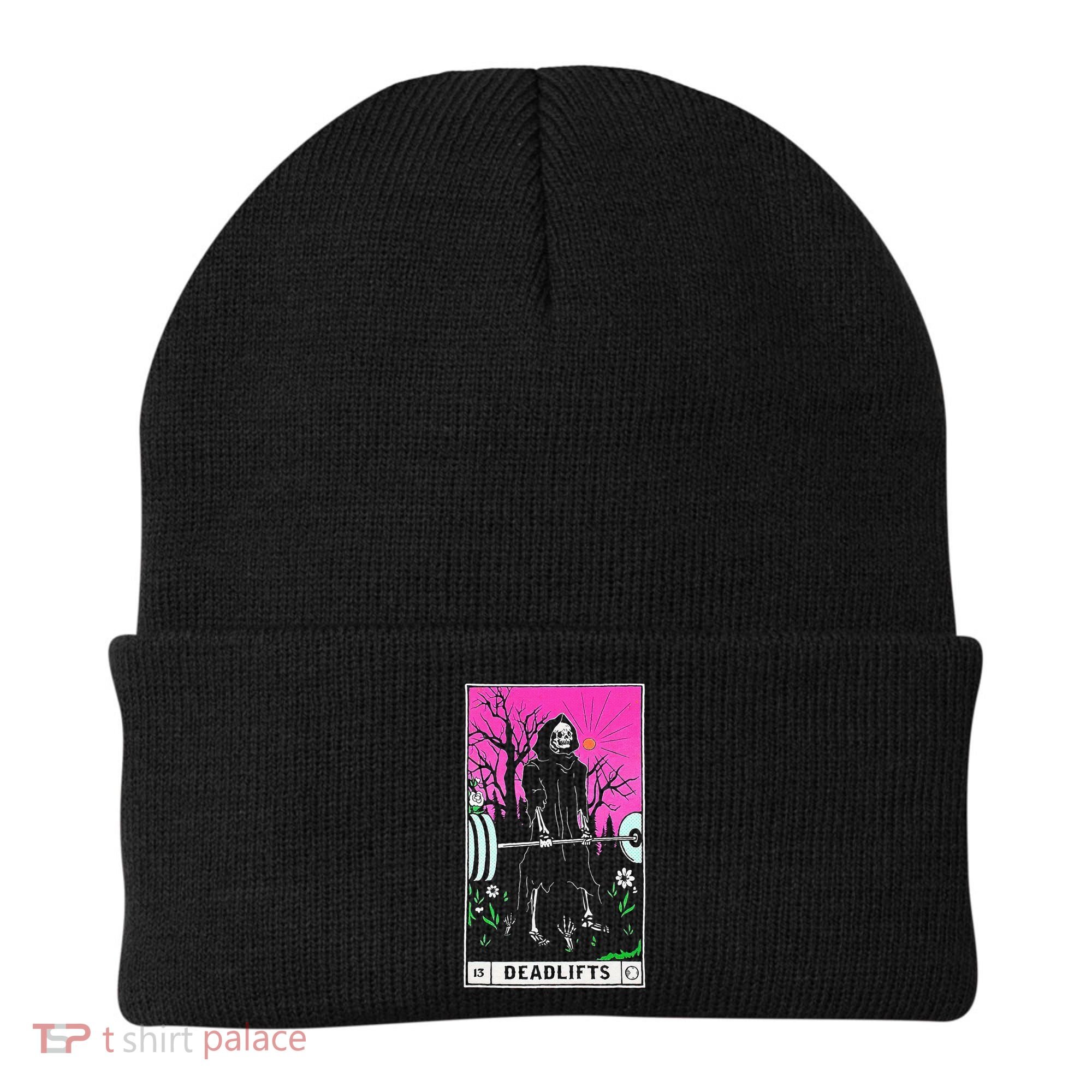 Tarot Card Funny Gym Deadlifts Workout Occult Reading Reader Beanie