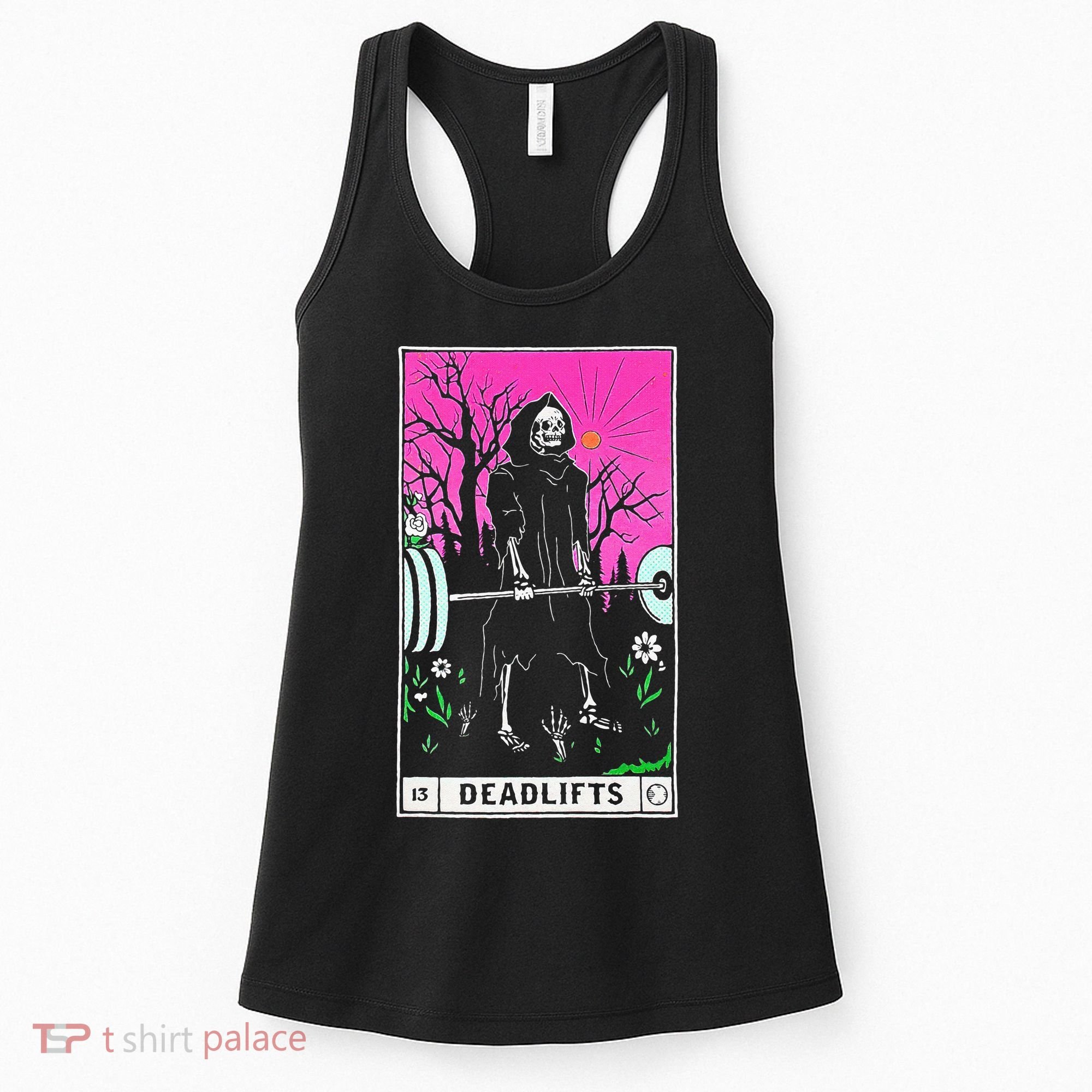 Tarot Card Funny Gym Deadlifts Workout Occult Reading Reader Women's Tank Top