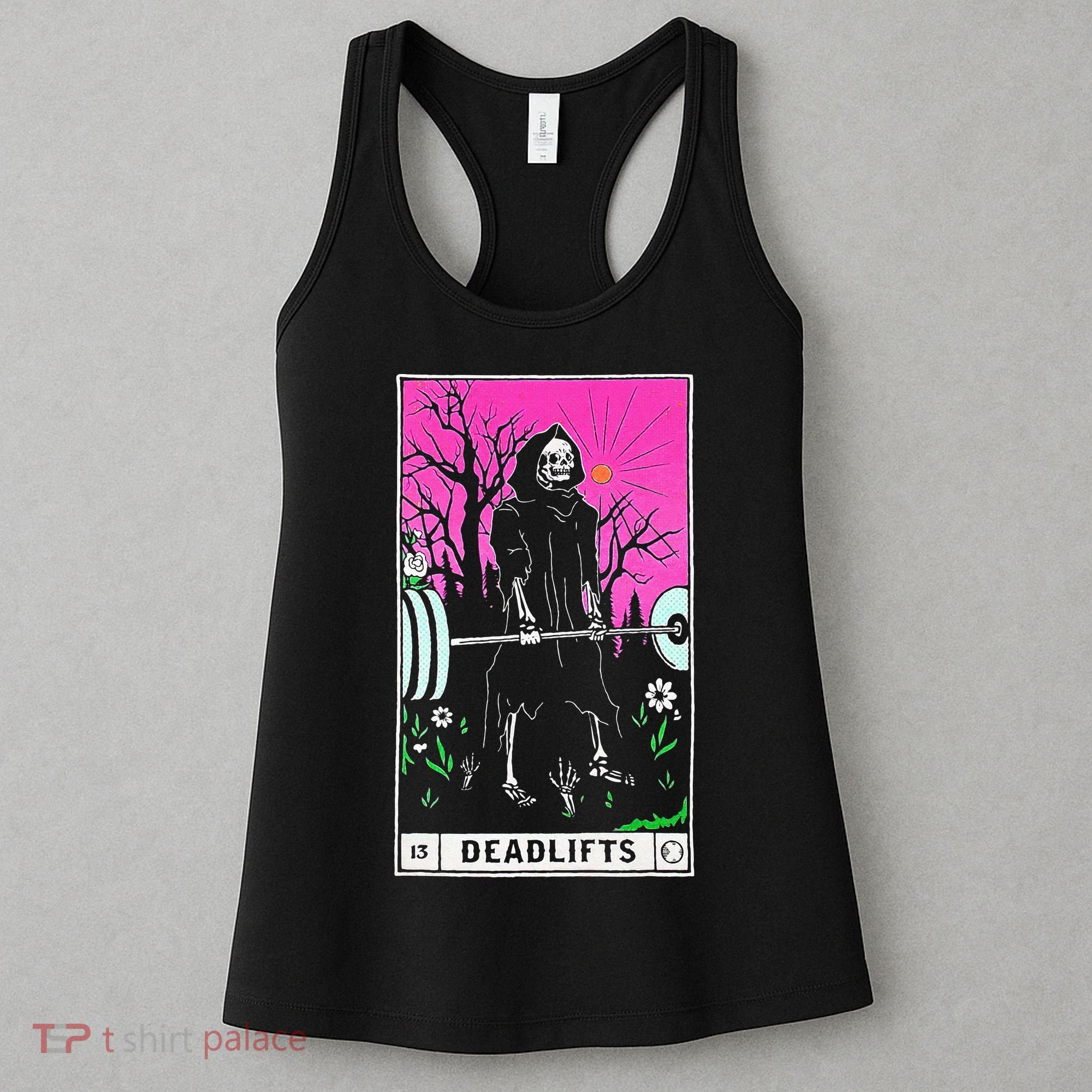Tarot Card Funny Gym Deadlifts Workout Occult Reading Reader Women's Tank Top