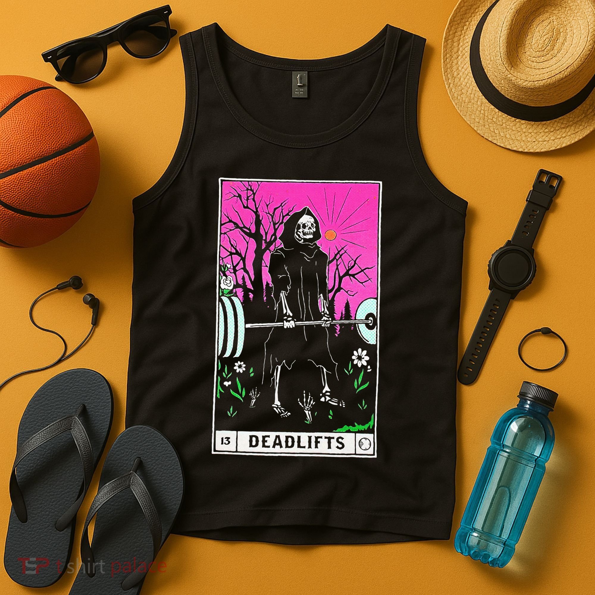 Tarot Card Funny Gym Deadlifts Workout Occult Reading Reader Tank Top