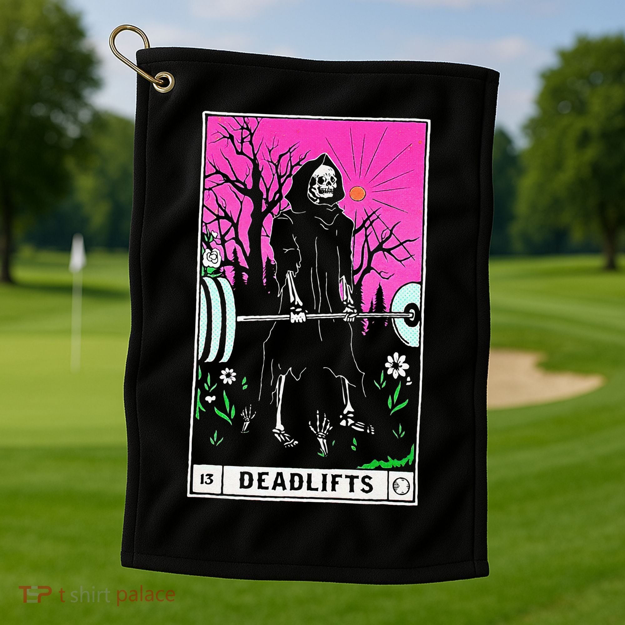 Tarot Card Funny Gym Deadlifts Workout Occult Reading Reader Golf Towel