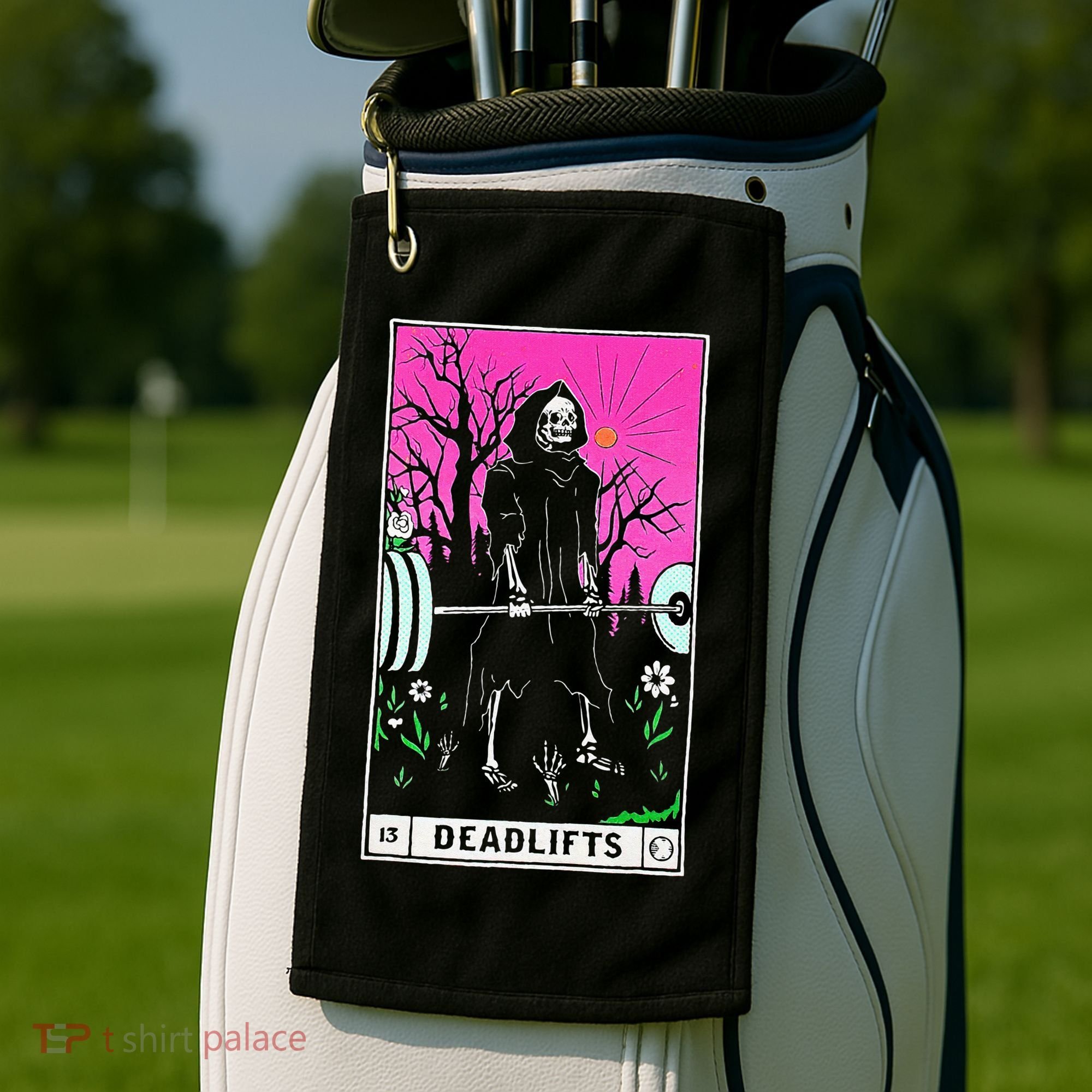 Tarot Card Funny Gym Deadlifts Workout Occult Reading Reader Golf Towel