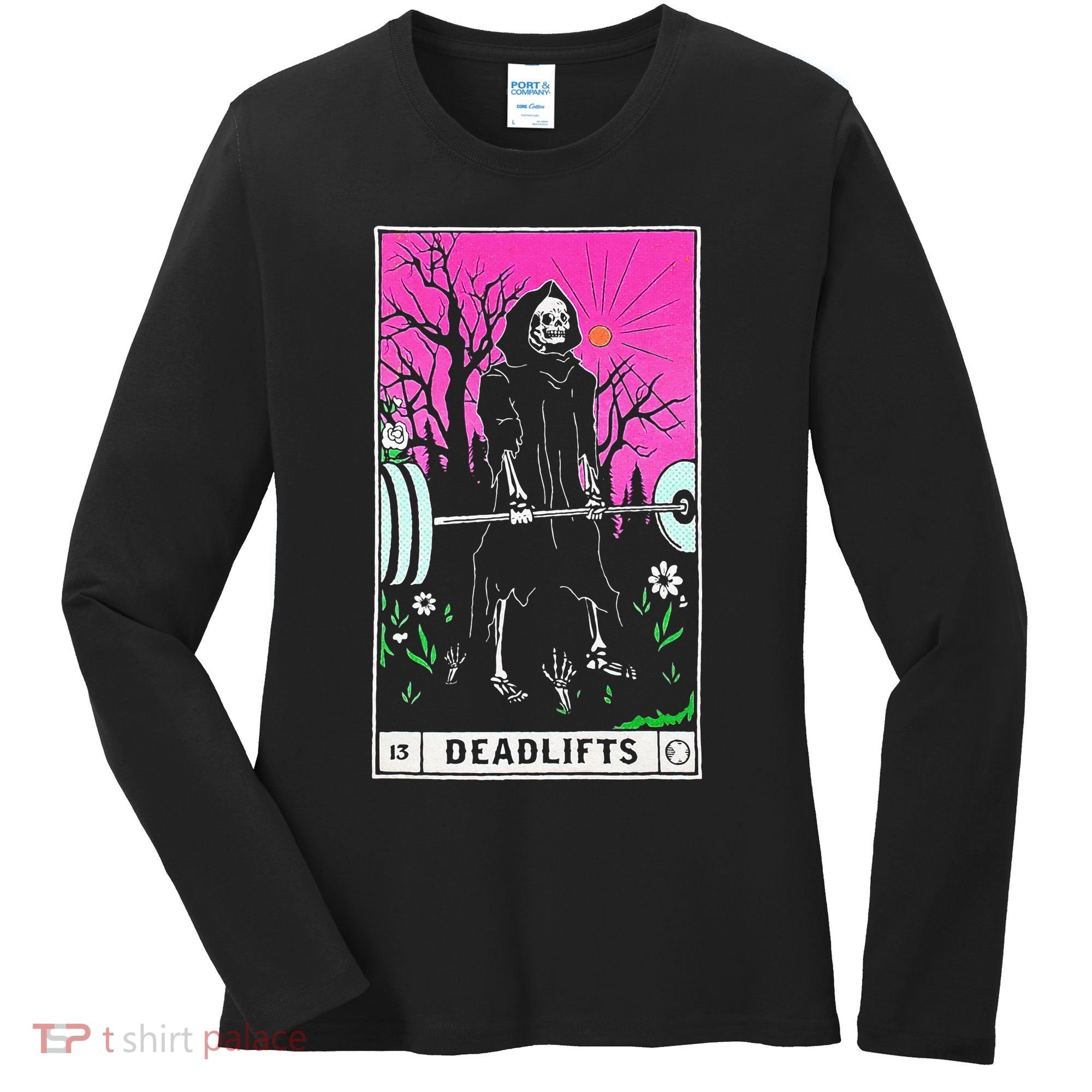 Tarot Card Funny Gym Deadlifts Workout Occult Reading Reader Women's Long Sleeve Shirt