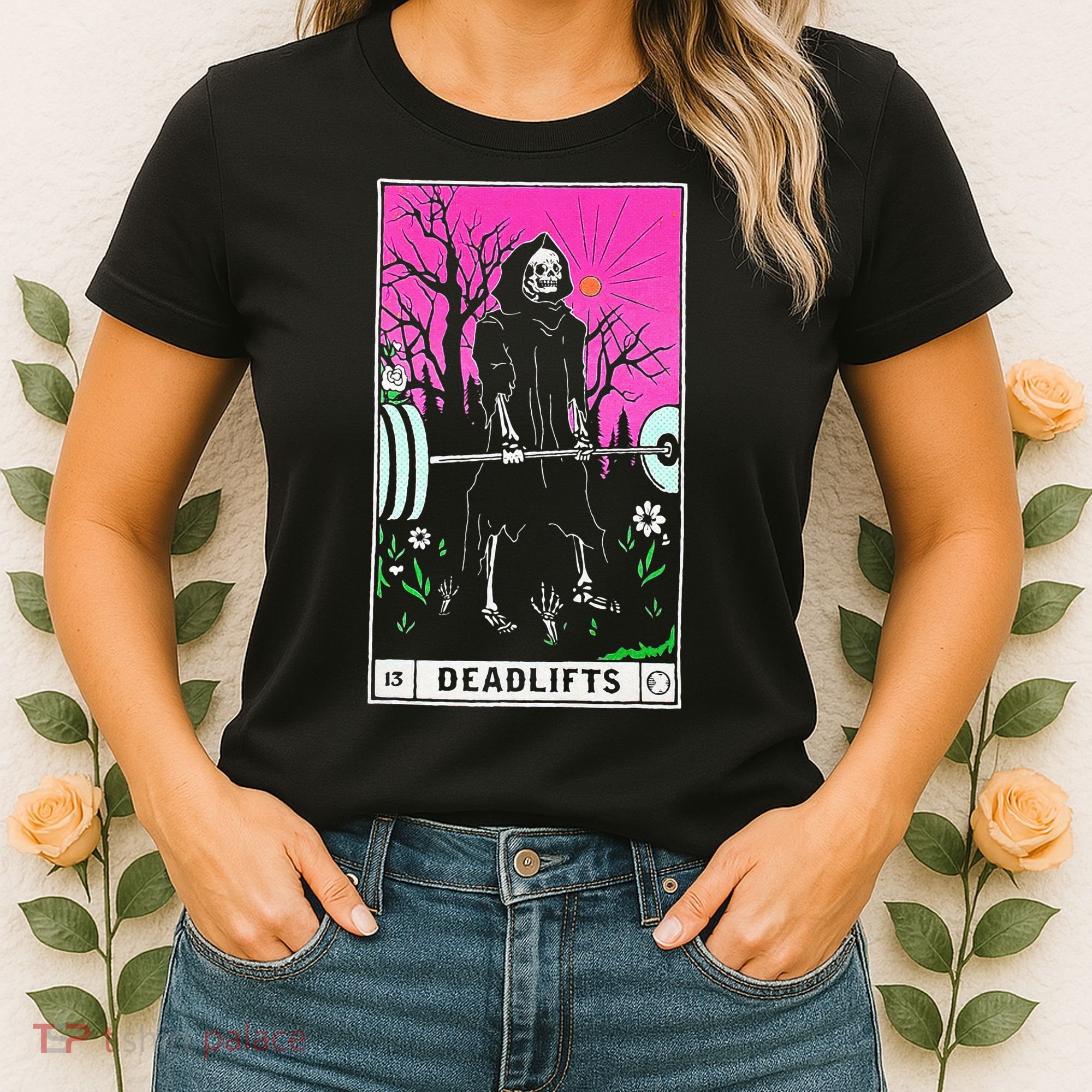 Tarot Card Funny Gym Deadlifts Workout Occult Reading Reader Women's T-Shirt