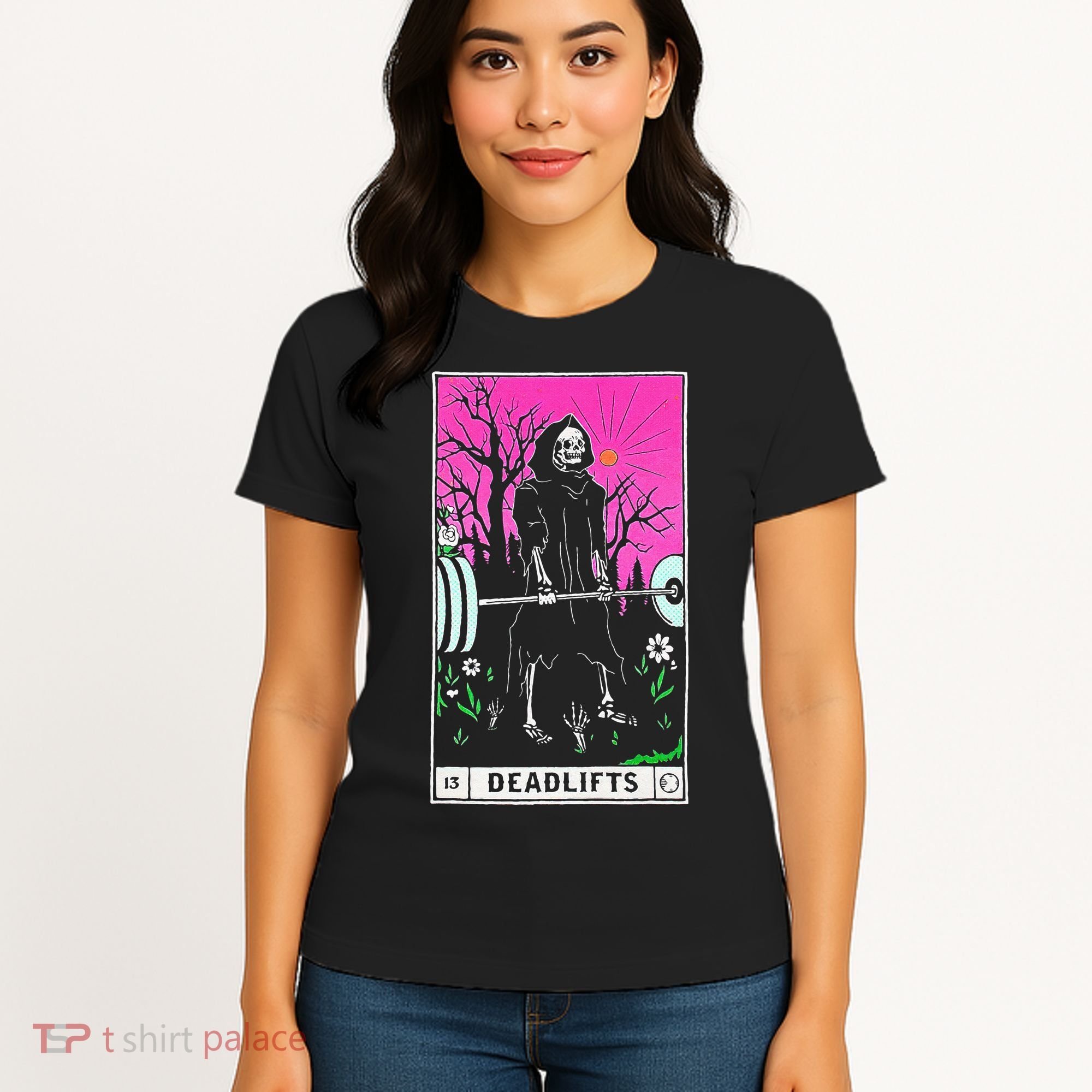 Tarot Card Funny Gym Deadlifts Workout Occult Reading Reader Women's T-Shirt