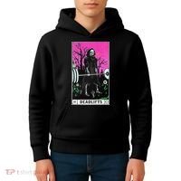 Tarot Card Funny Gym Deadlifts Workout Occult Reading Reader Kids Hoodie thumb 4