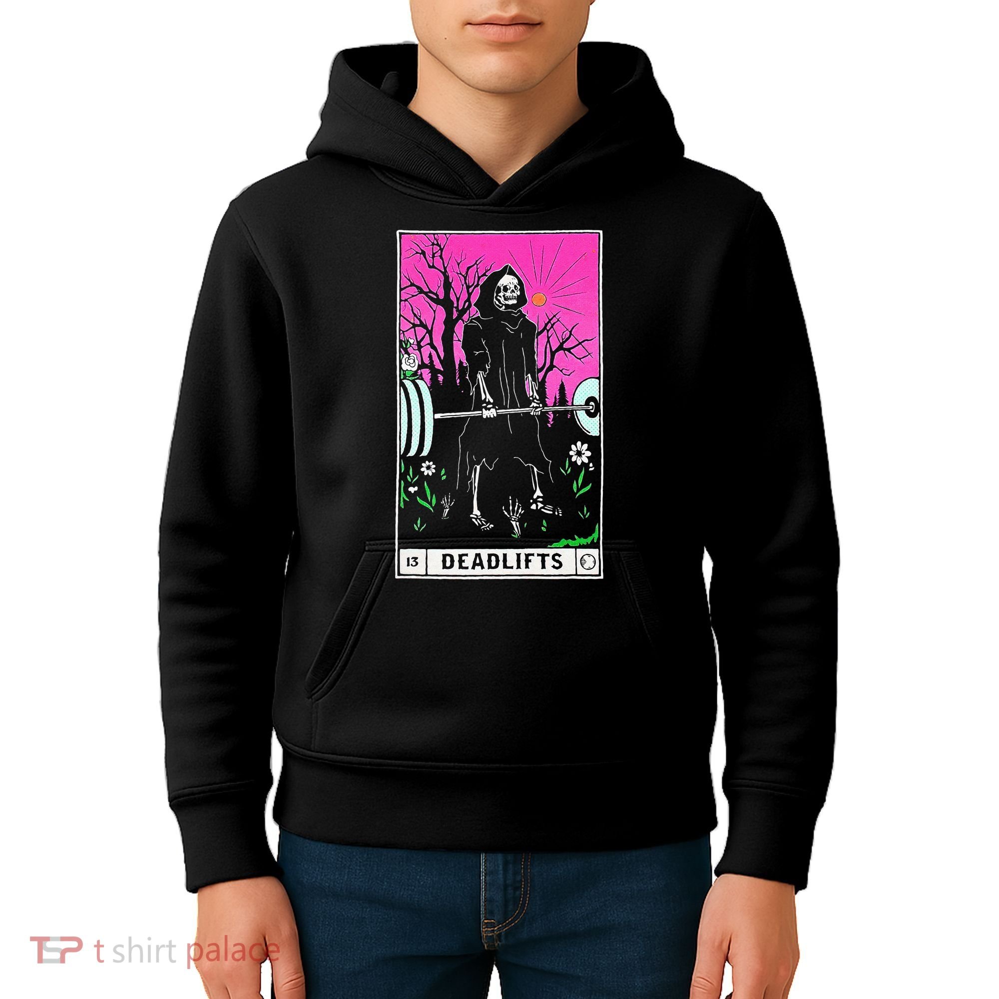 Tarot Card Funny Gym Deadlifts Workout Occult Reading Reader Kids Hoodie