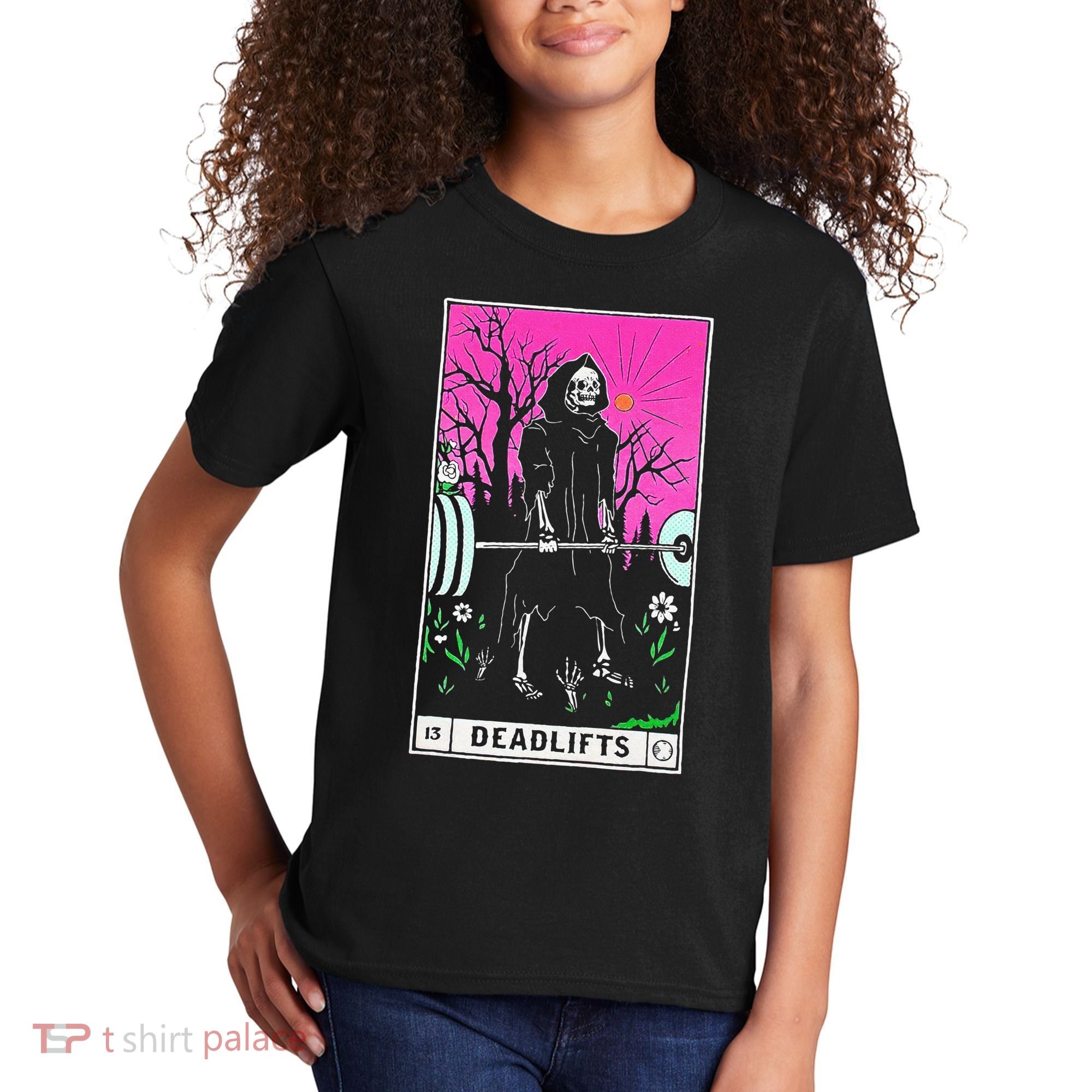 Tarot Card Funny Gym Deadlifts Workout Occult Reading Reader Kids T-Shirt