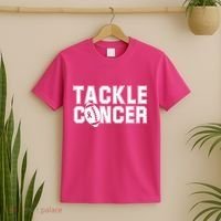 Tackle Cancer Football Ribbon Breast Cancer Awareness T-Shirt thumb 2