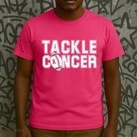 Tackle Cancer Football Ribbon Breast Cancer Awareness T-Shirt thumb 3