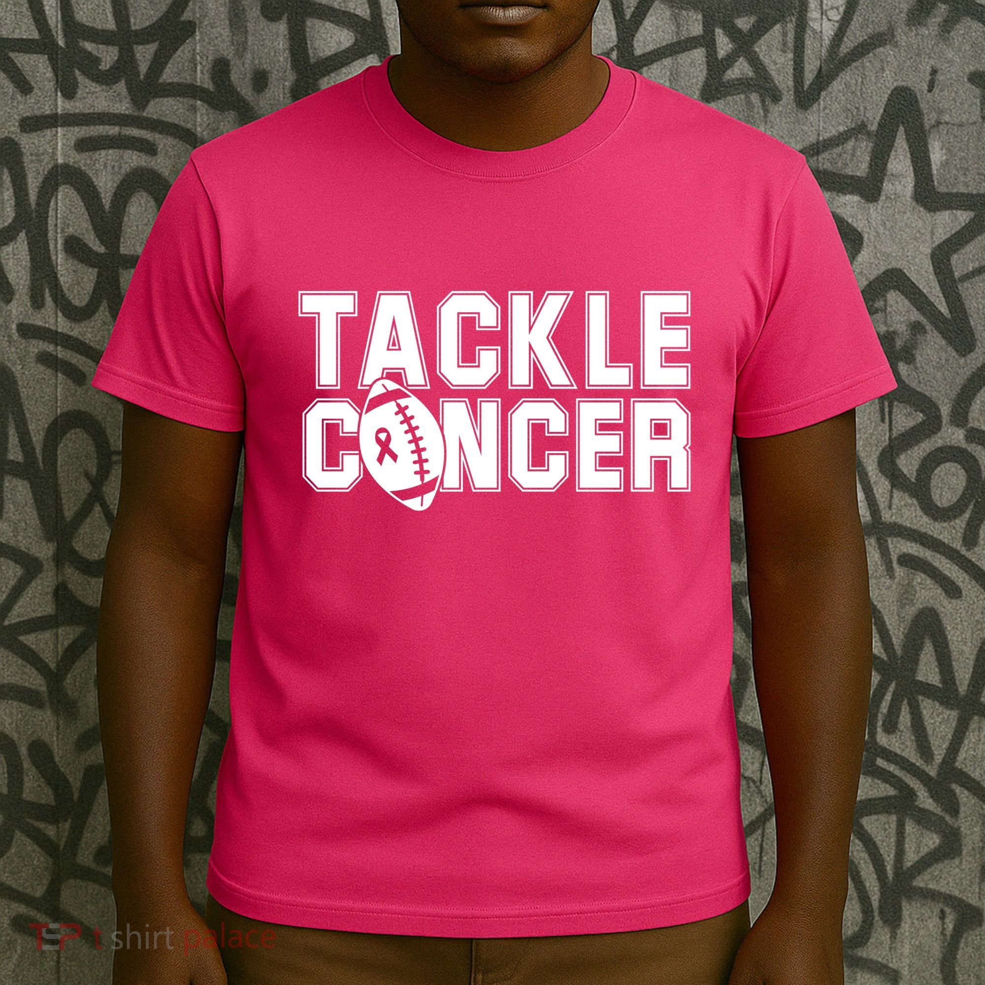 Tackle Cancer Football Ribbon Breast Cancer Awareness T-Shirt