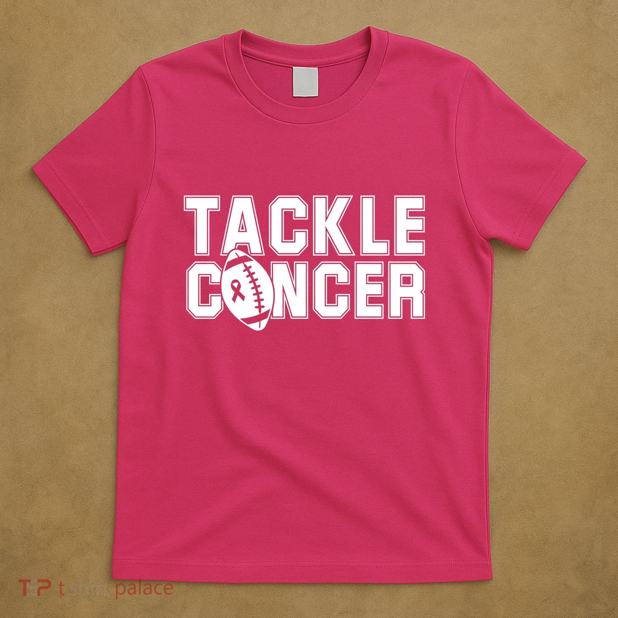 Tackle Cancer Football Ribbon Breast Cancer Awareness T-Shirt