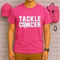 Tackle Cancer Football Ribbon Breast Cancer Awareness T-Shirt thumb 6