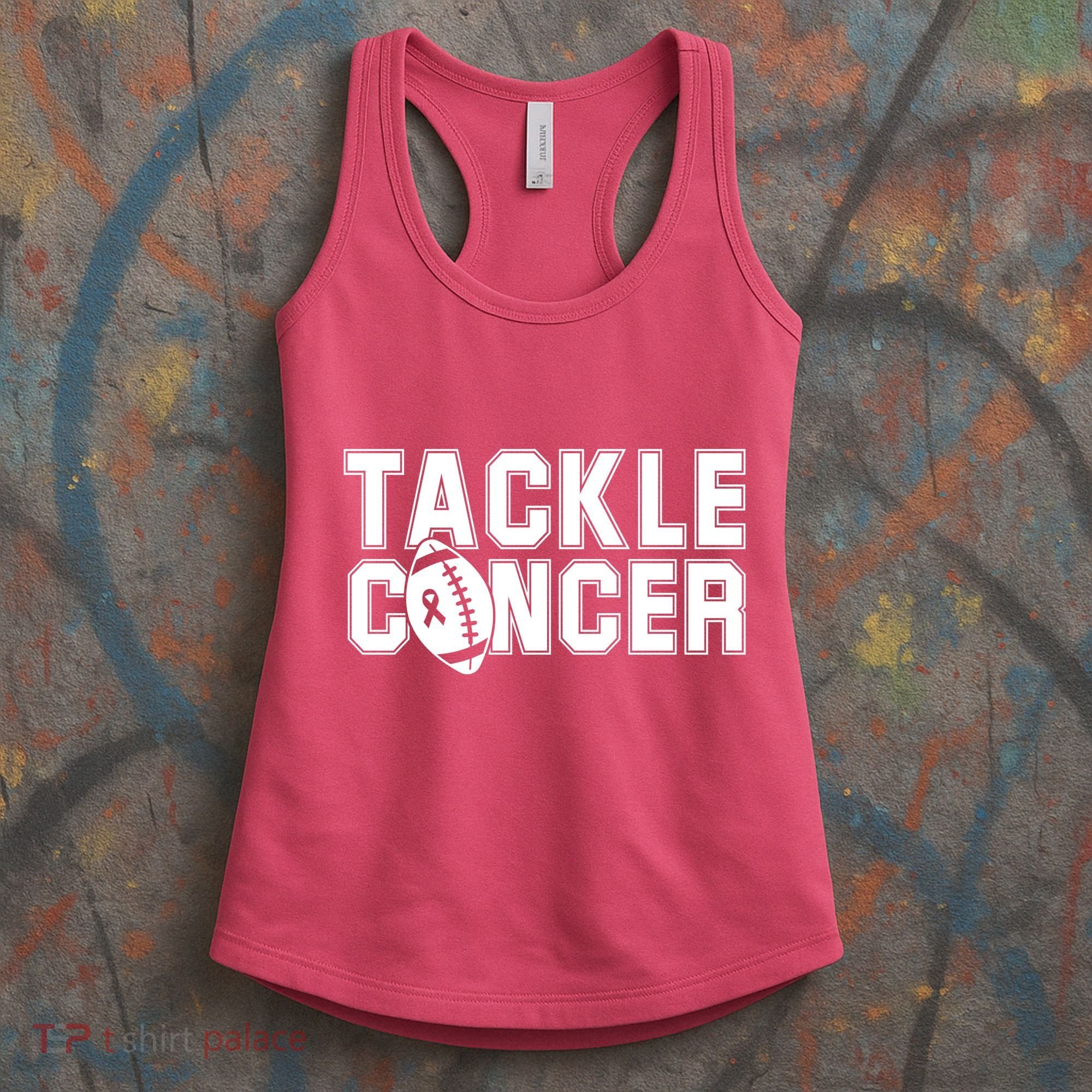 Tackle Cancer Football Ribbon Breast Cancer Awareness Women's Tank Top