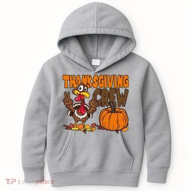 Thanksgiving Crew Funny Turkey Fall Kids Hoodie