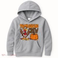 Thanksgiving Crew Funny Turkey Fall Kids Hoodie thumb 0