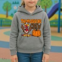 Thanksgiving Crew Funny Turkey Fall Kids Hoodie thumb 3