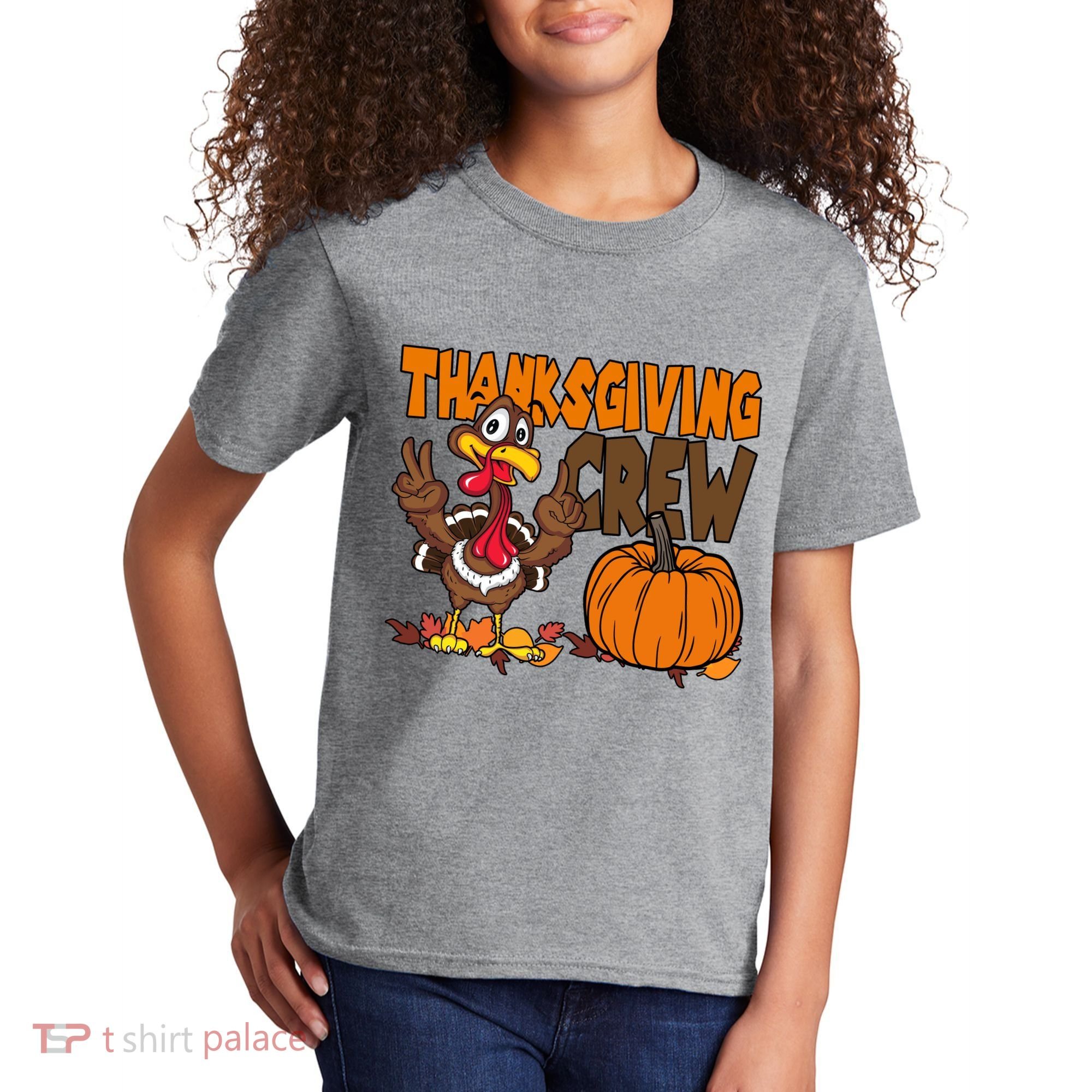Thanksgiving Crew Funny Turkey Fall Kids T-Shirt