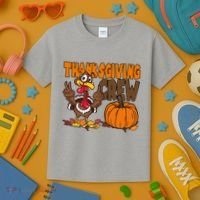 Thanksgiving Crew Funny Turkey Fall Kids T-Shirt thumb 3