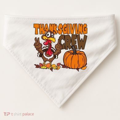 Thanksgiving Crew Funny Turkey Fall USA-Made Doggie Bandana