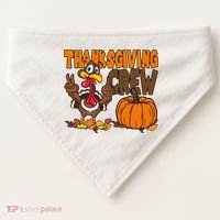 Thanksgiving Crew Funny Turkey Fall USA-Made Doggie Bandana thumb 0
