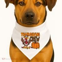 Thanksgiving Crew Funny Turkey Fall USA-Made Doggie Bandana thumb 1