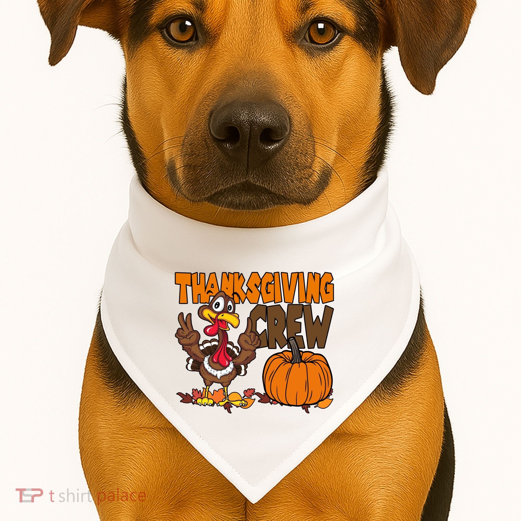Thanksgiving Crew Funny Turkey Fall USA-Made Doggie Bandana