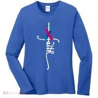 Thyroid Cancer Faith Thyroid Cancer Awareness Support Great Gift Women's Long Sleeve Shirt thumb 0
