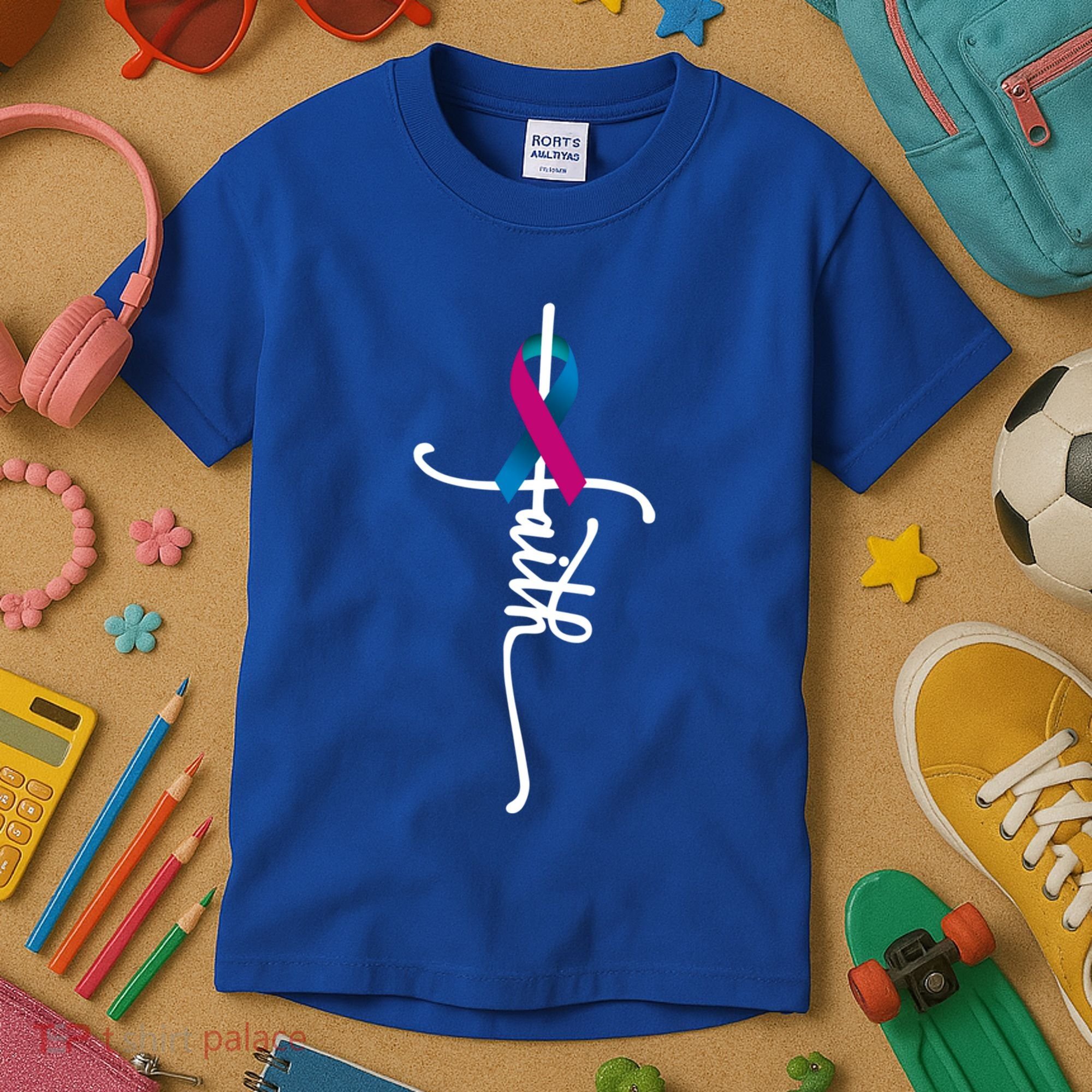 Thyroid Cancer Faith Thyroid Cancer Awareness Support Great Gift Kids T-Shirt