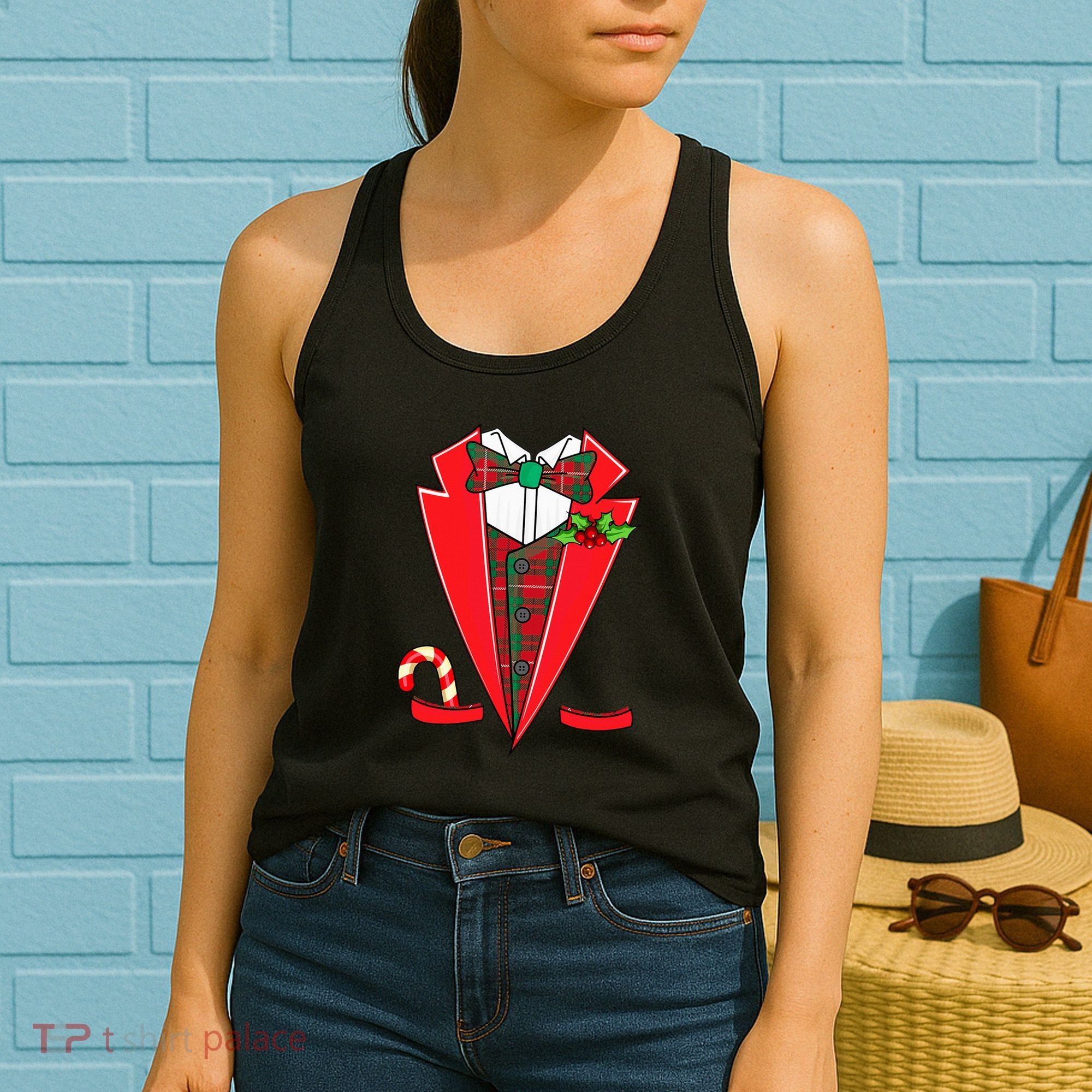 Tuxedo Christmas Fancy Xmas Costume Tux Women's Tank Top