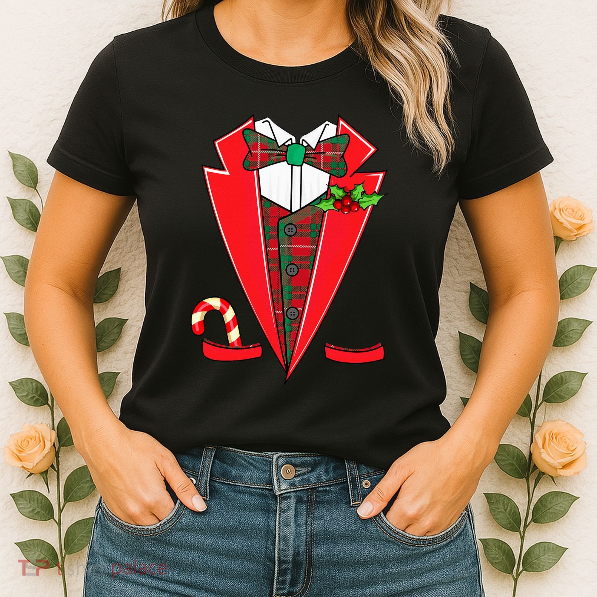 Tuxedo Christmas Fancy Xmas Costume Tux Women's T-Shirt