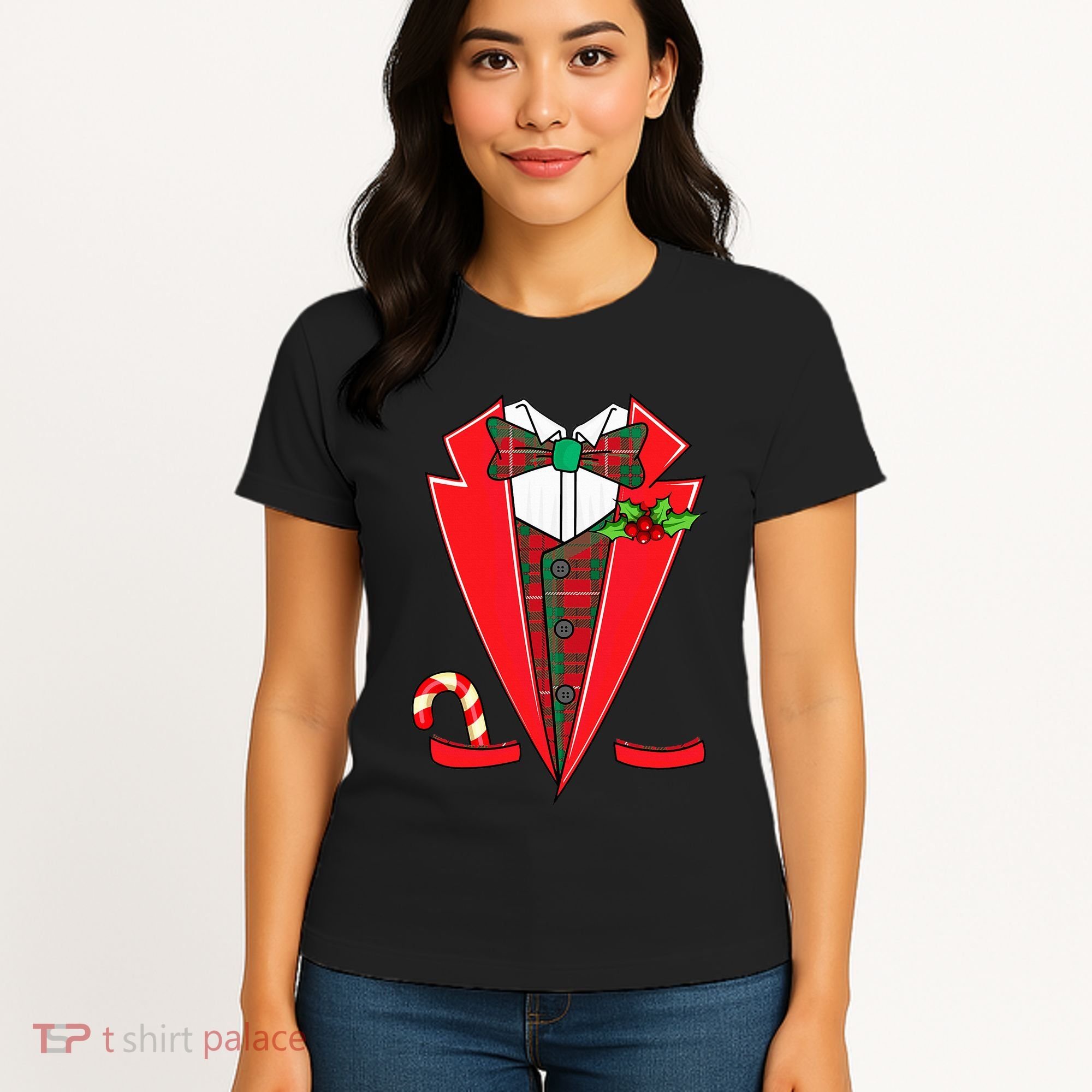 Tuxedo Christmas Fancy Xmas Costume Tux Women's T-Shirt