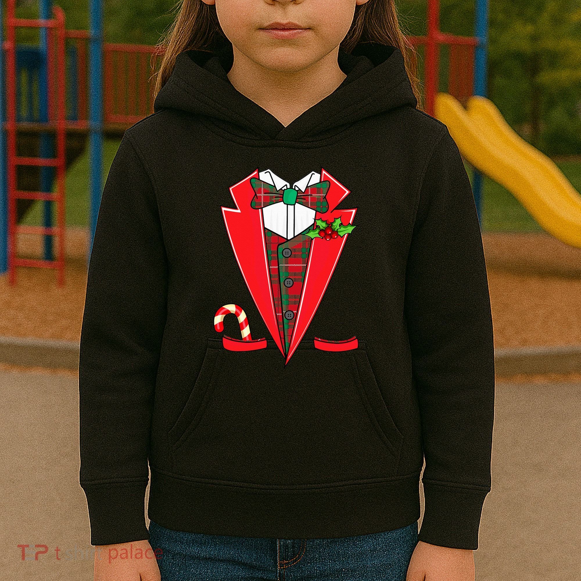 Tuxedo Christmas Fancy Xmas Costume Tux Kids Hoodie