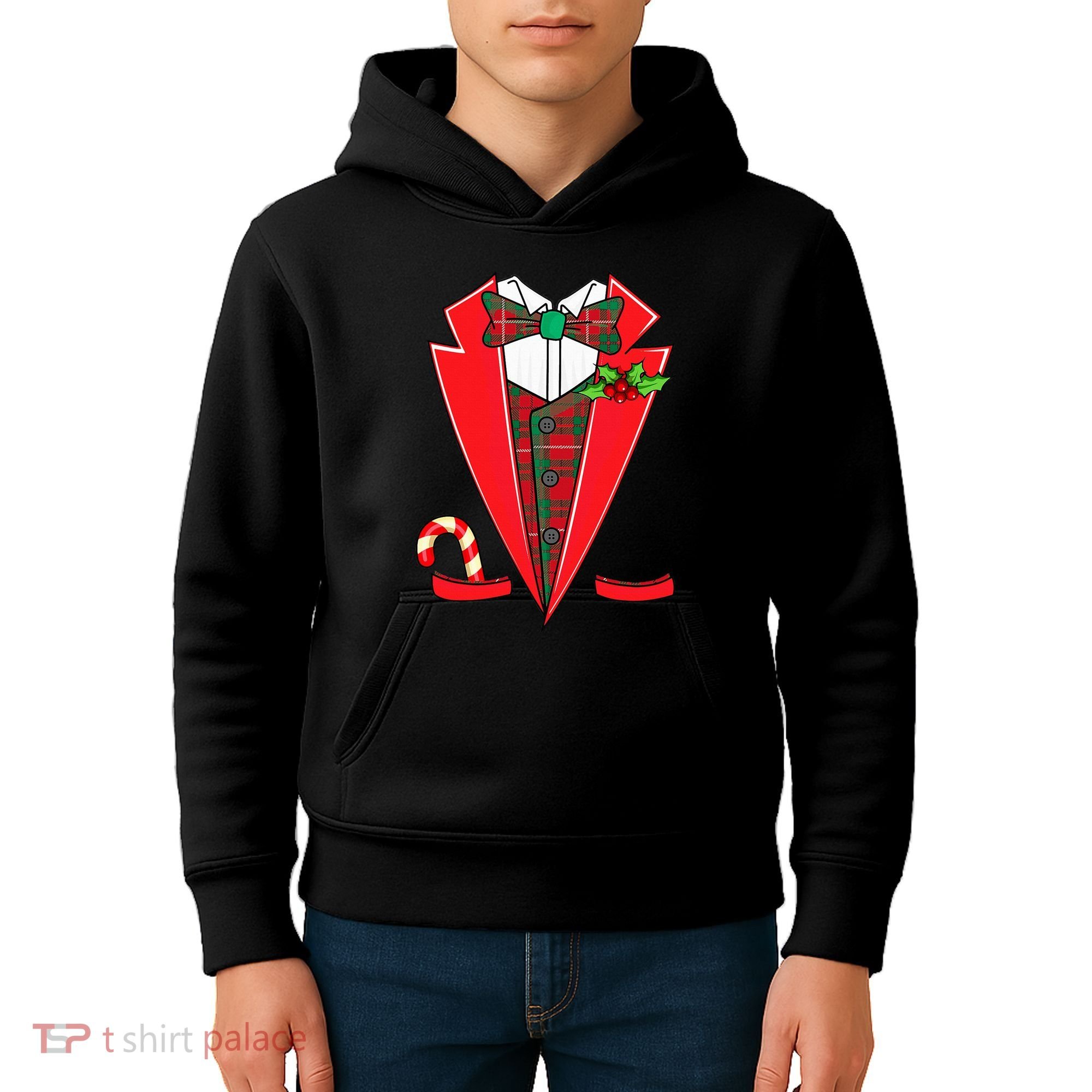 Tuxedo Christmas Fancy Xmas Costume Tux Kids Hoodie