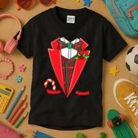 Tuxedo Christmas Fancy Xmas Costume Tux Kids T-Shirt thumb 3