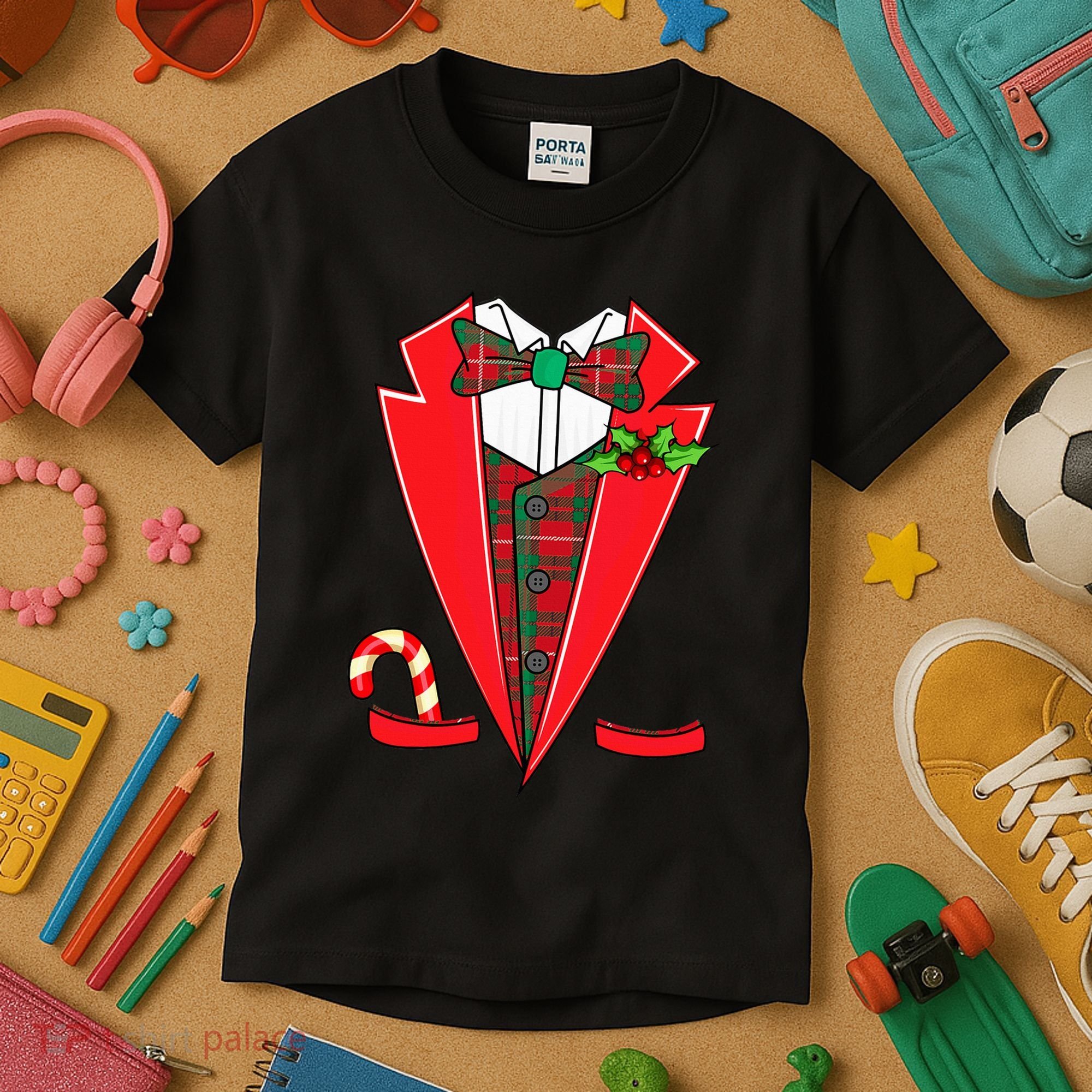 Tuxedo Christmas Fancy Xmas Costume Tux Kids T-Shirt