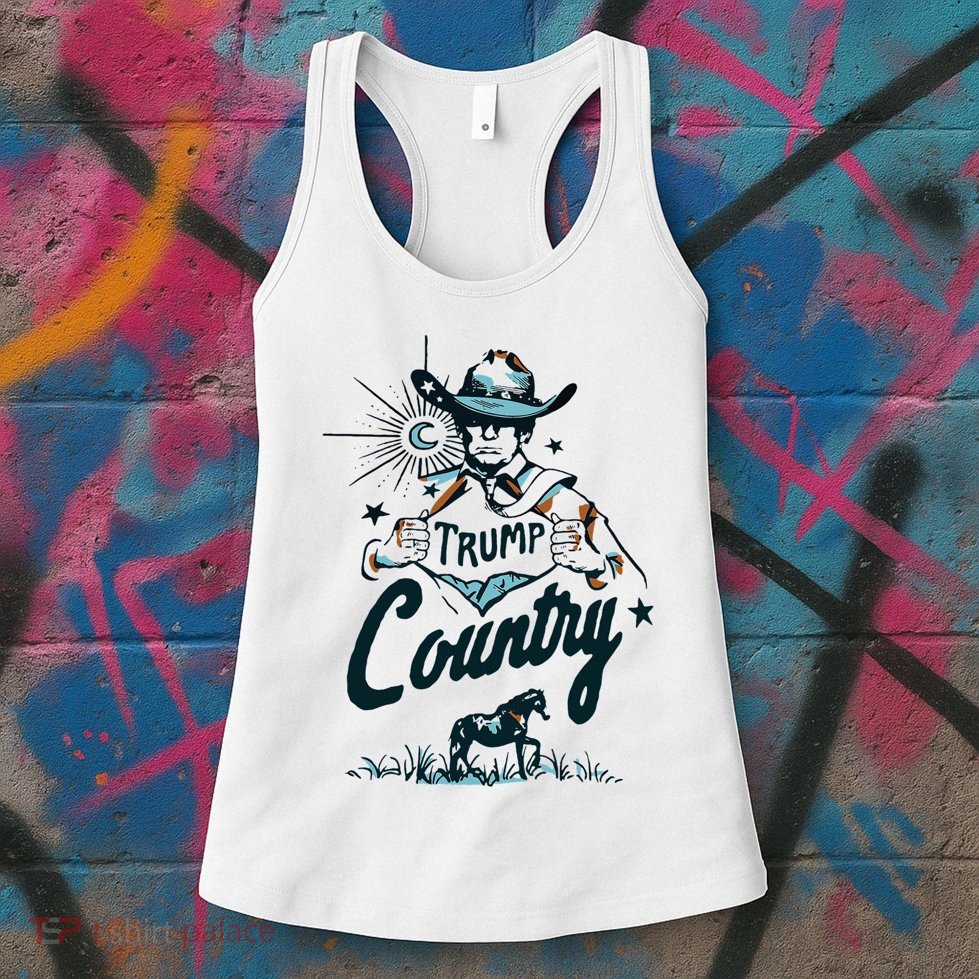 Trump Country Funny Western Trump Cowboy Horse Women's Tank Top