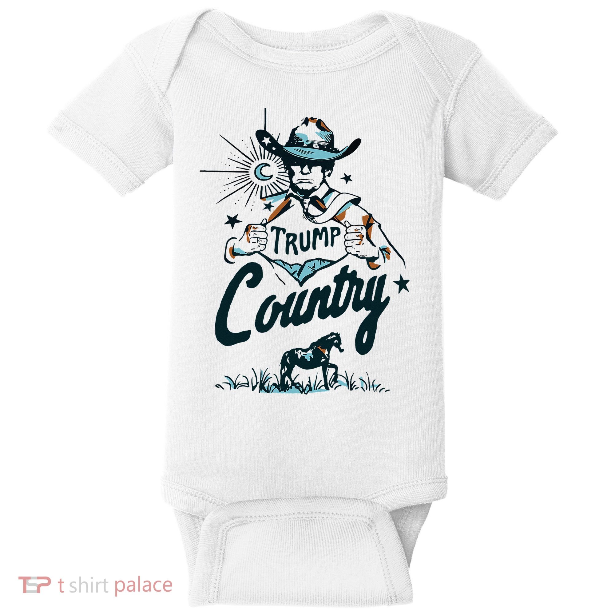 Trump Country Funny Western Trump Cowboy Horse Baby Bodysuit